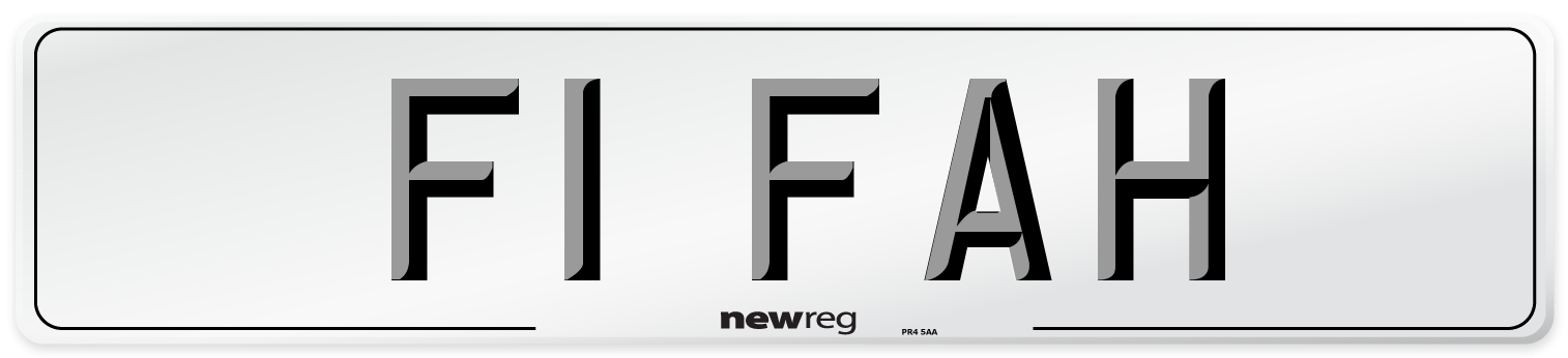 F1 FAH Number Plate from New Reg